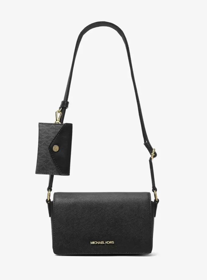 Vincent Small Saffiano Leather Crossbody Bag with Signature Logo Card Case