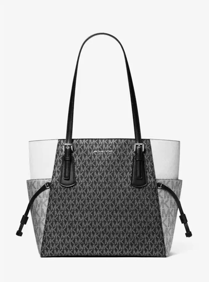 Voyager Large Color-Block Metallic Signature Logo Tote Bag