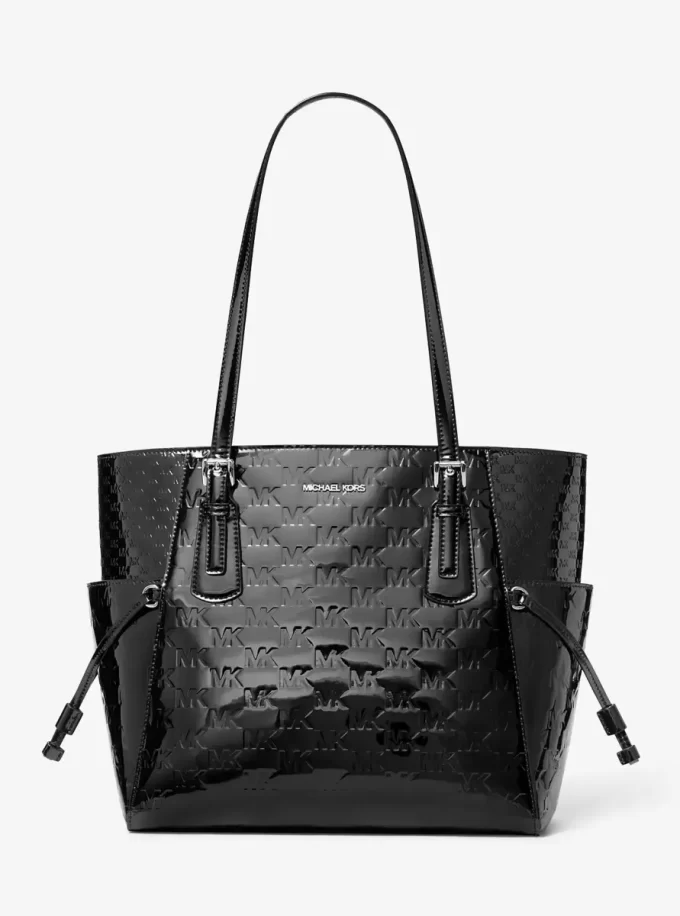 Voyager Large Patent Logo Debossed Tote Bag