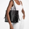 Voyager Large Patent Logo Debossed Tote Bag