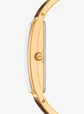 Yazmeen Gold-Tone and Tortoiseshell Acetate Bangle Watch